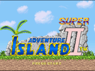 Super Adventure Island II title screen for Super Famicom